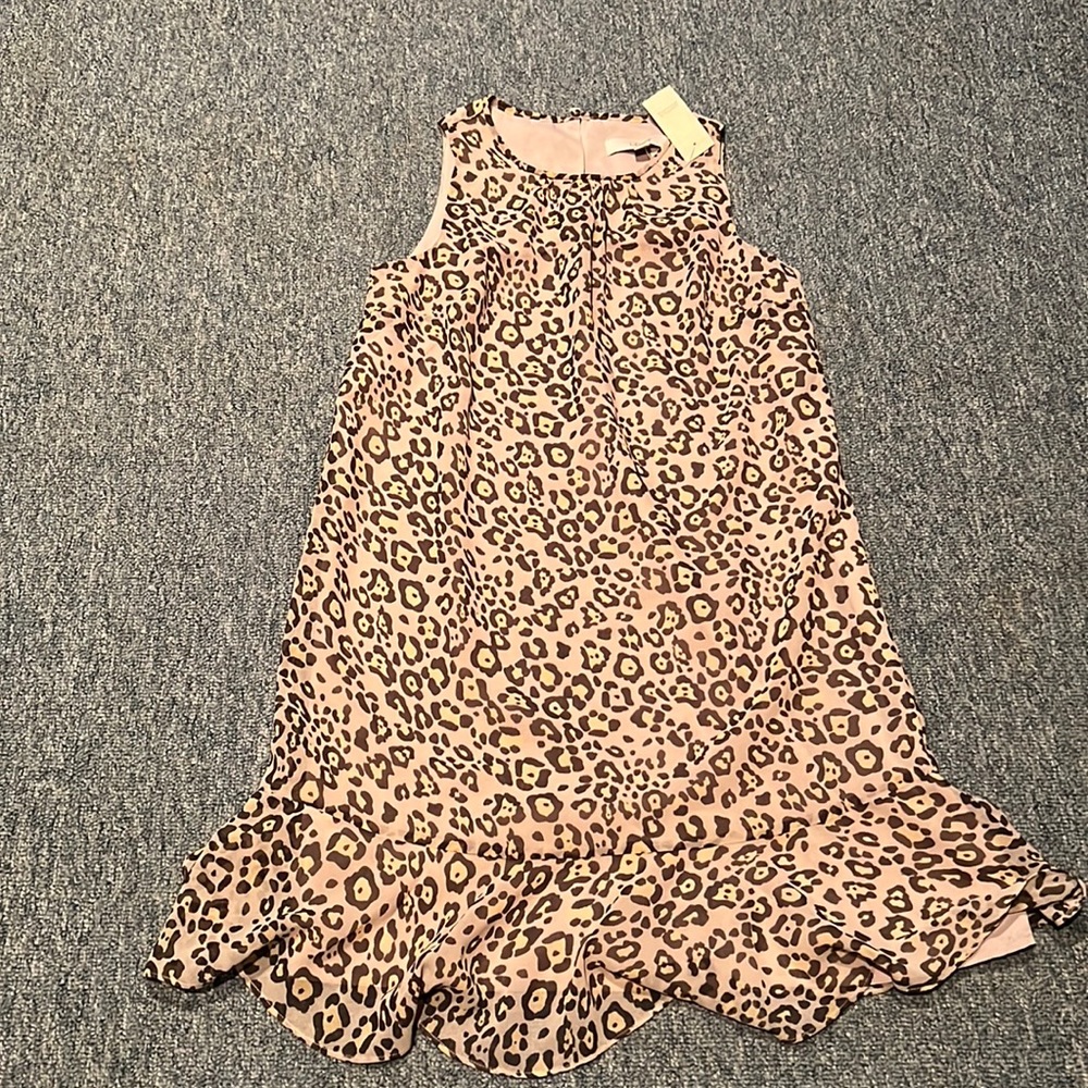 Leopard print ruffle trim dress